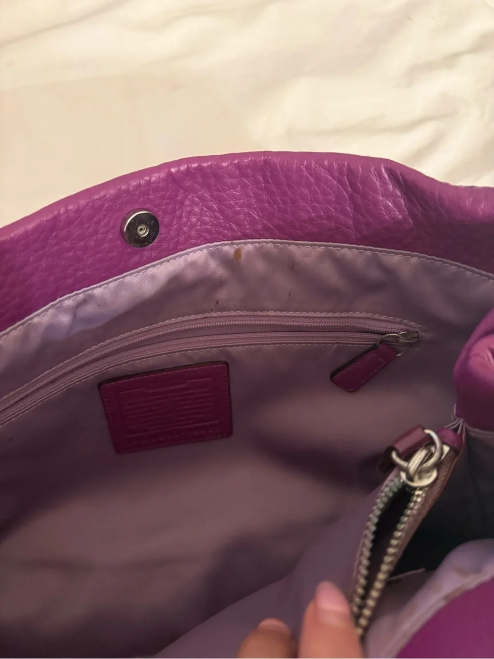 Coach Purple Pebbled Leather Shoulder Bag